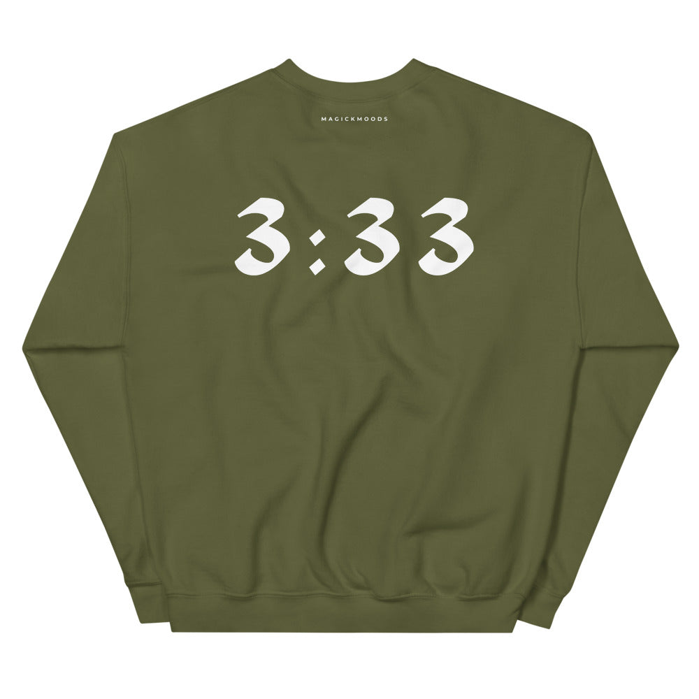 3:33 Angel Sweatshirt - Olive (Front+Back Design) *Ships Separately