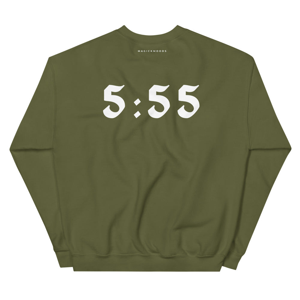 5:55 Angel Sweatshirt - Olive (Front+Back Design) *Ships Separately