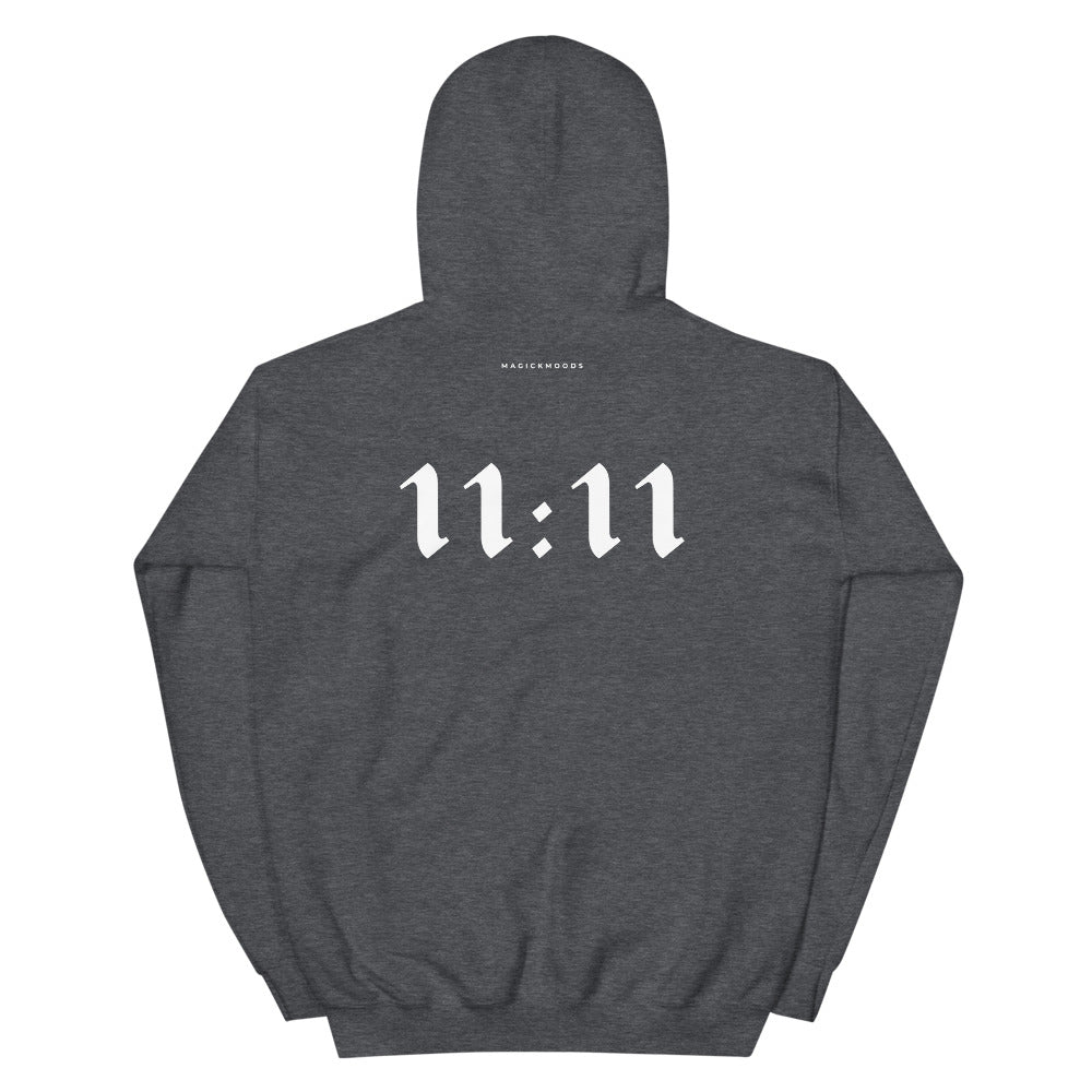 11:11 Angel Hoodie - Dark Heather Grey (Front+Back Design) *Ships separately