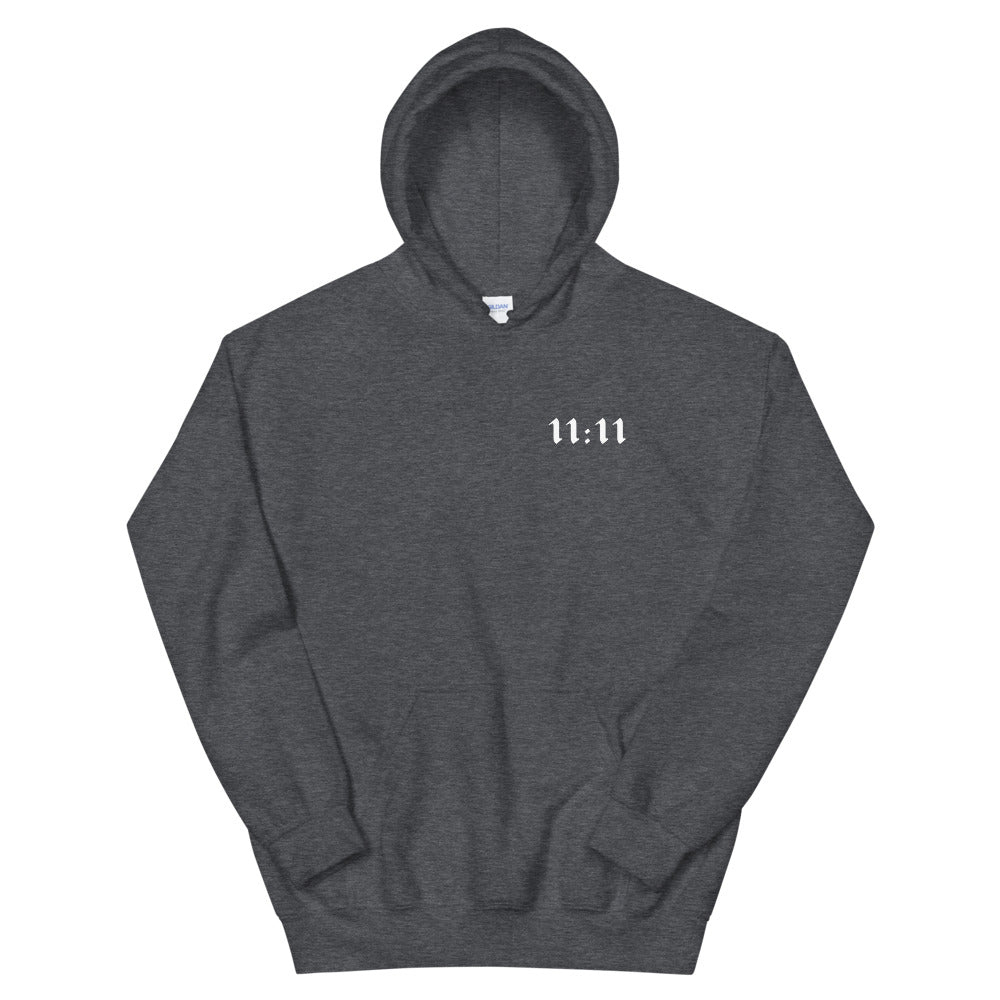 11:11 Angel Hoodie - Dark Heather Grey (Front+Back Design) *Ships separately