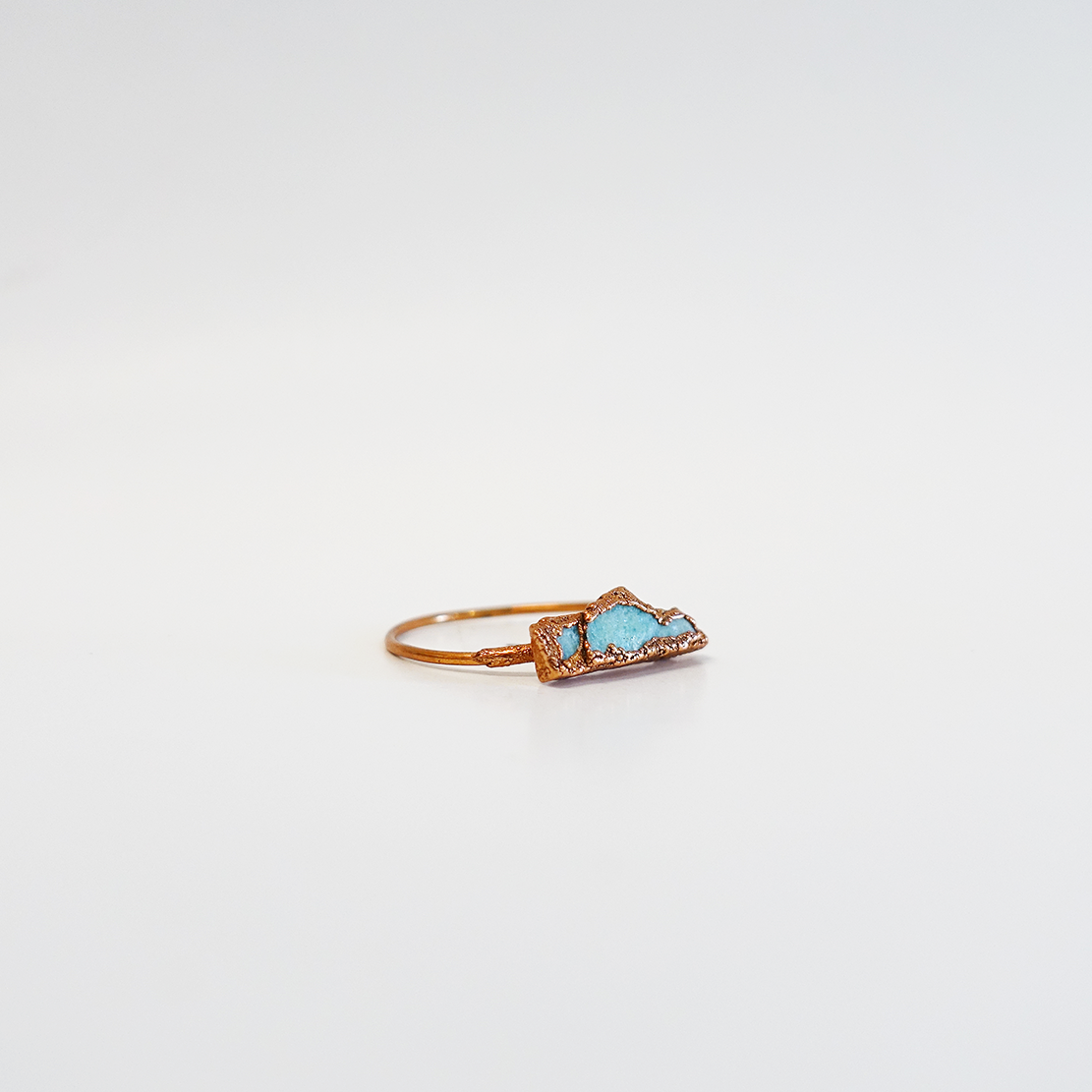 Amazonite Solitare Copper-Plated Ring (Size 9.75)