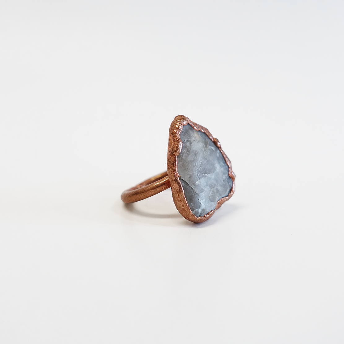 Smoky Quartz Solitare Copper-Plated Ring (Size 4.5)