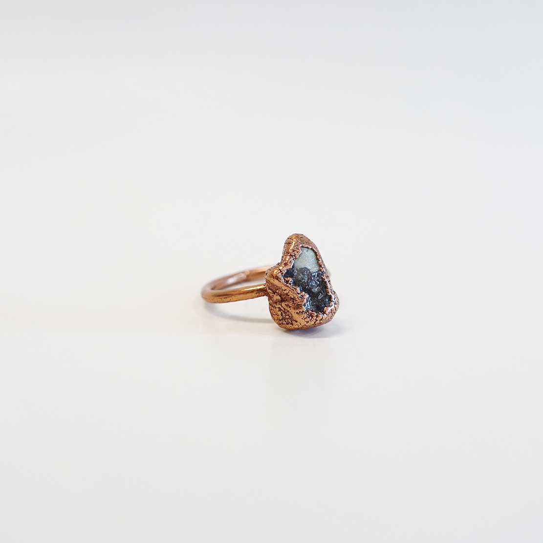 Smoky Quartz Solitare Copper-Plated Ring (Size 6.5)