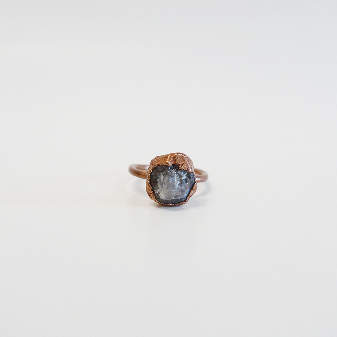 Smoky Quartz Solitare Copper-Plated Ring (Size 6.25)