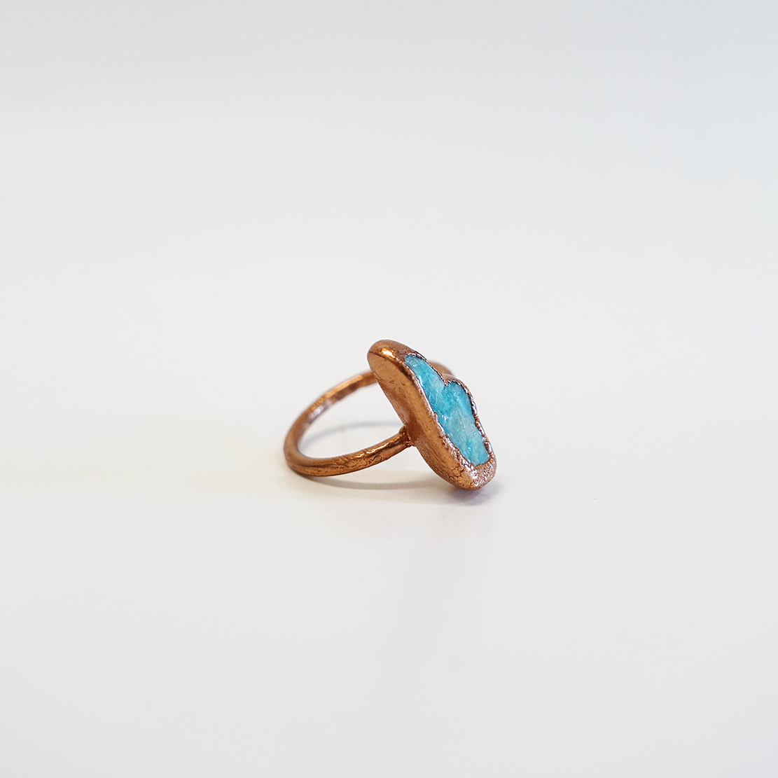 Amazonite Solitare Copper-Plated Ring (Size 6.5)