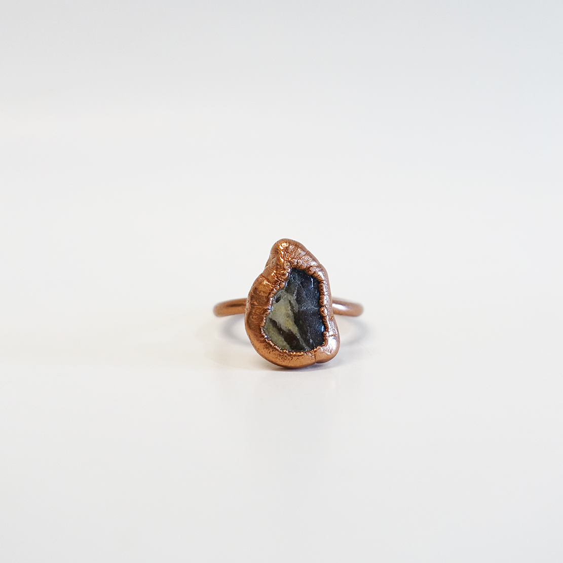 Smoky Quartz Solitare Copper-Plated Ring (Size 8.25)