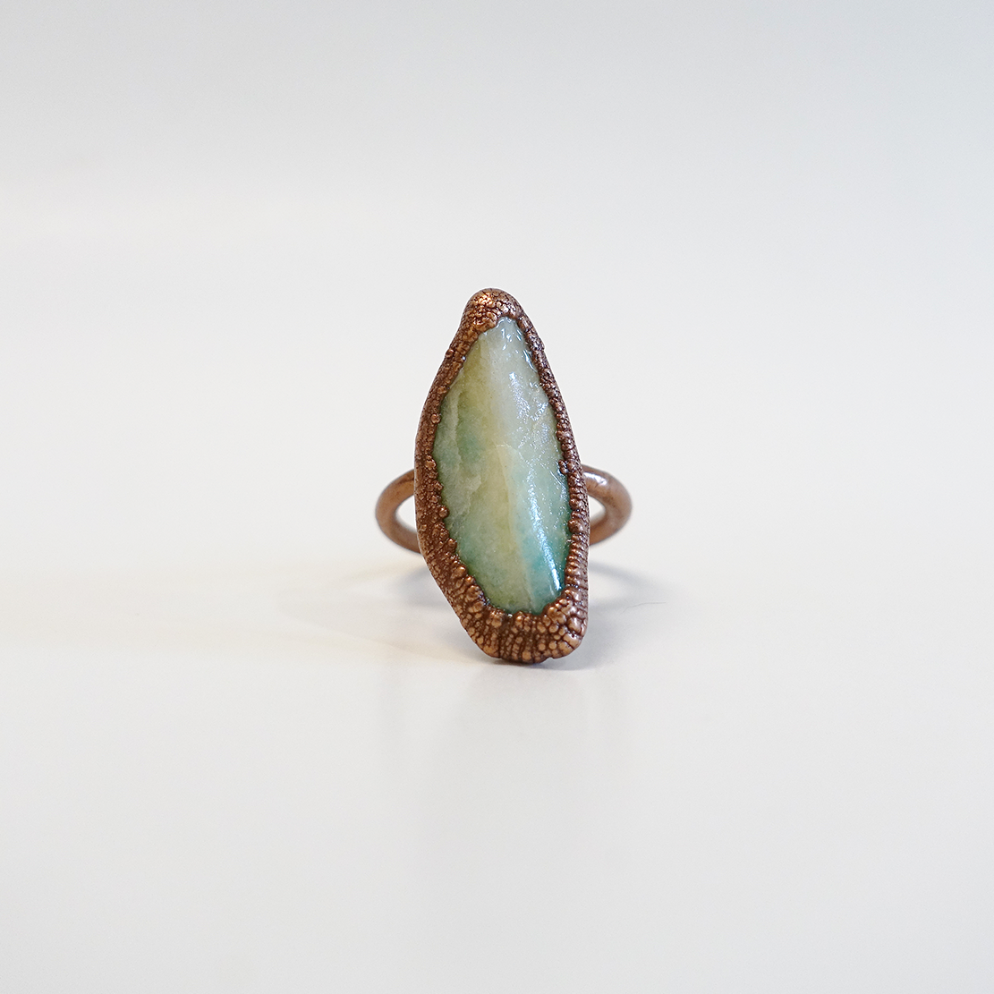 Amazonite Solitare Copper-Plated Ring (Size 7.25)