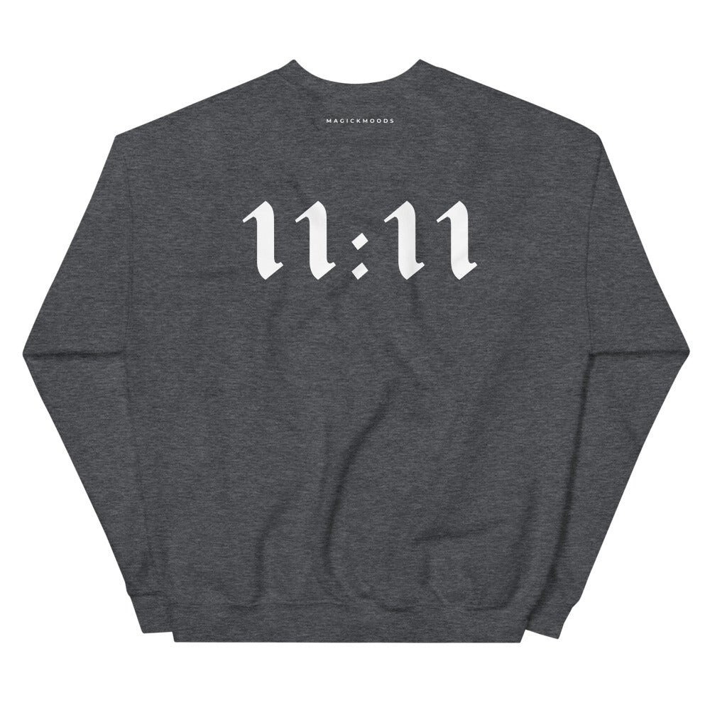 11:11 Angel Sweatshirt - Dark Heather Grey (Front+Back Design) *Ships separately