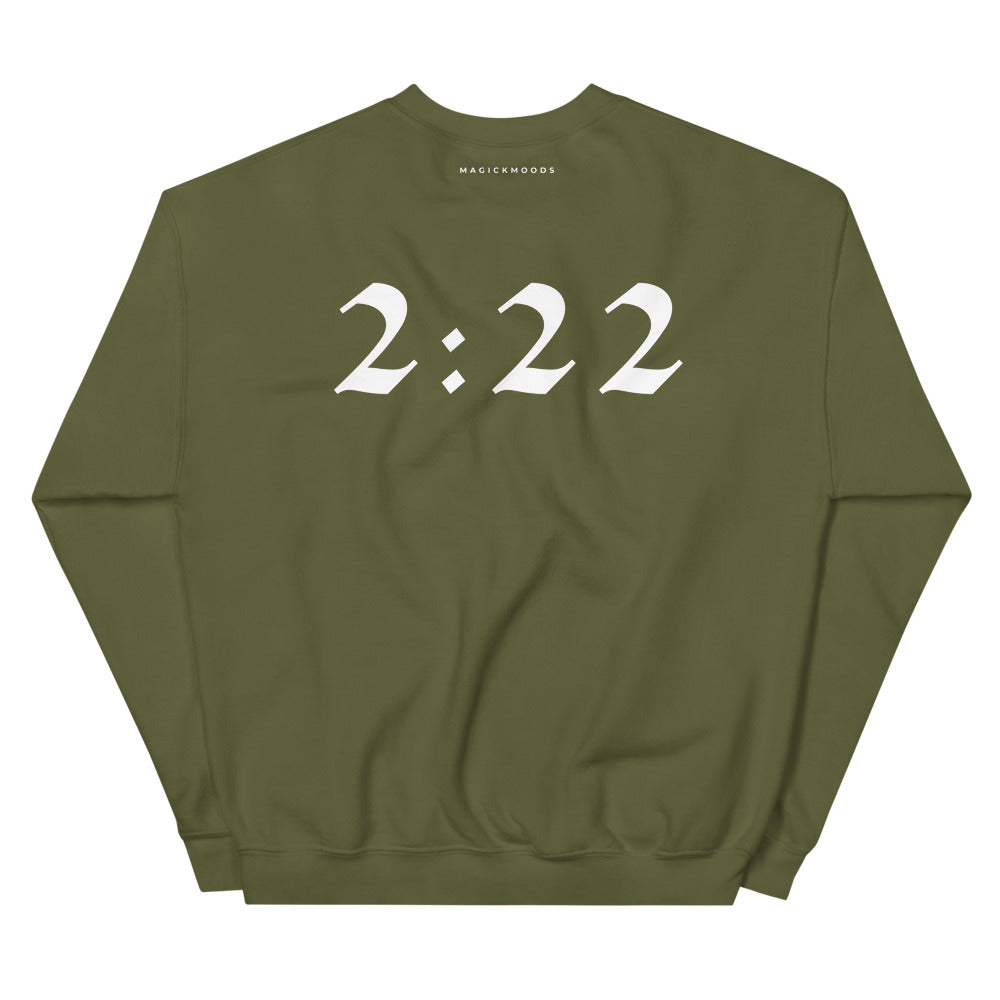 2:22 Angel Sweatshirt - Olive (Front+Back Design) *Ships separately
